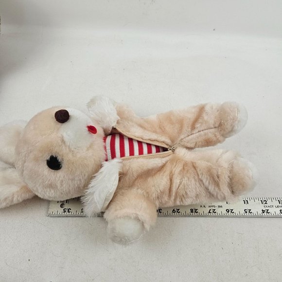 Vintage Amscan Bunny Rabbit Stuffed Animal Plush Beige Brown Zip Jumpsuit - Picture 9 of 9